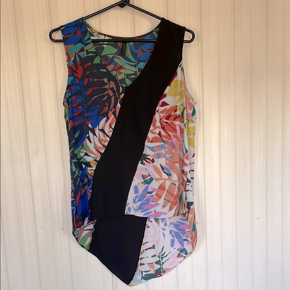 BCBG MAXAZRIA Multicolor Sleeveless Tunic Top Womens S